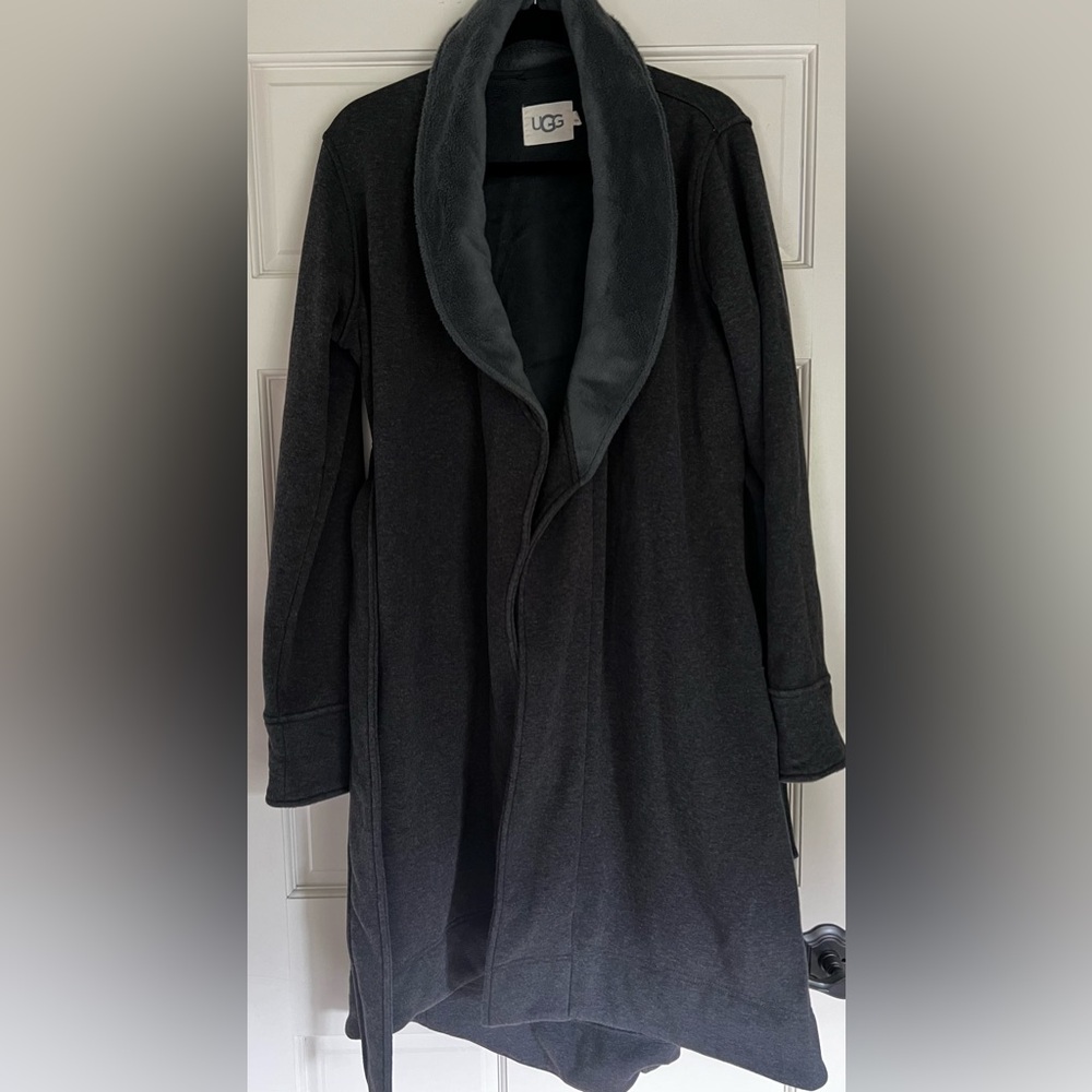 UGG Blanche Il Charcoal Gray Fleece Robe-M